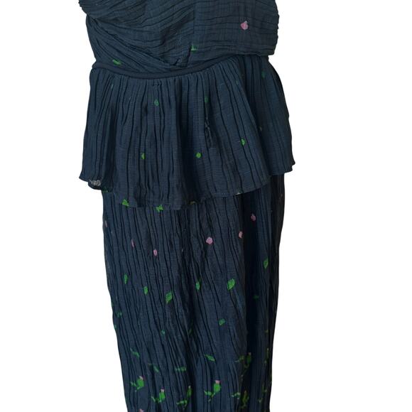 Sabina Musayev Black Pleated Gown SMALL Tiered Maxi Dress Floral Cut Out $430 - Picture 10 of 11